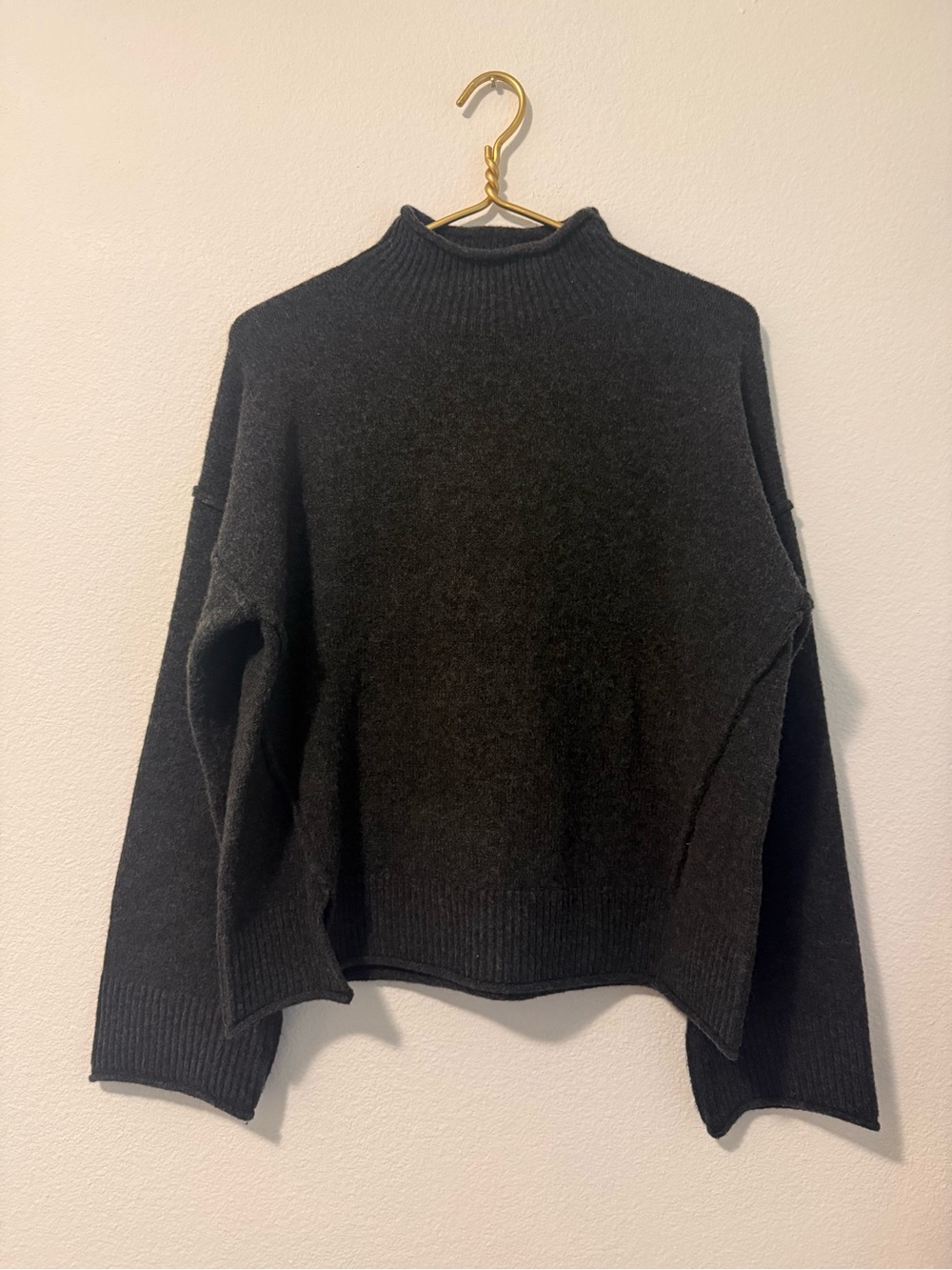 Max Studios Women's Mock Neck Knit Sweater - Dark Grey